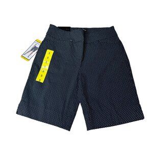 Hilary Radley Bermuda Shorts Polkadot Women Small Blue Stretch Pull On Dressy